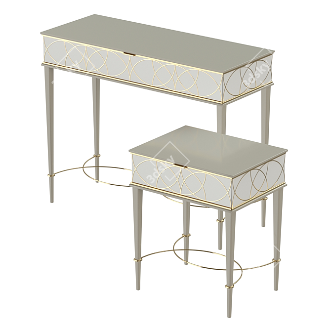 Versatile Light & Dark Console Bedtable 3D model image 1