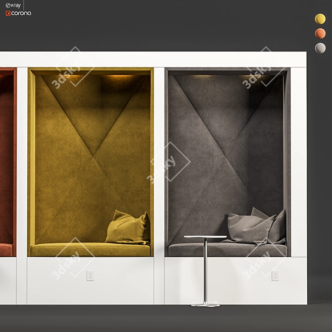 Modern Restaurant & Office Lobi Seating 3D model image 2