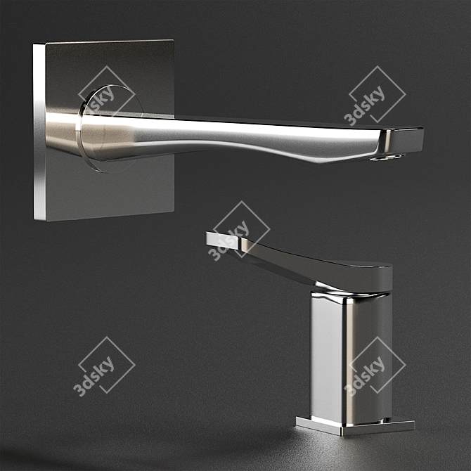 Gessi Rilievo Chrome Bathroom Faucets 3D model image 1