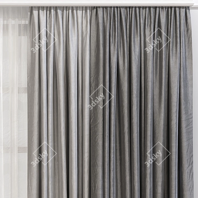 Contemporary Curtain 627 3D model image 3