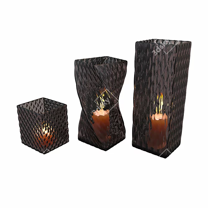 Elegant Glass Candle Holders 3D model image 2