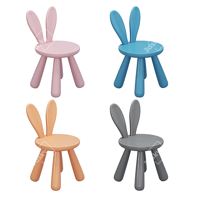 Nordic Animal Chairs: Elch and Kaninchen 3D model image 4