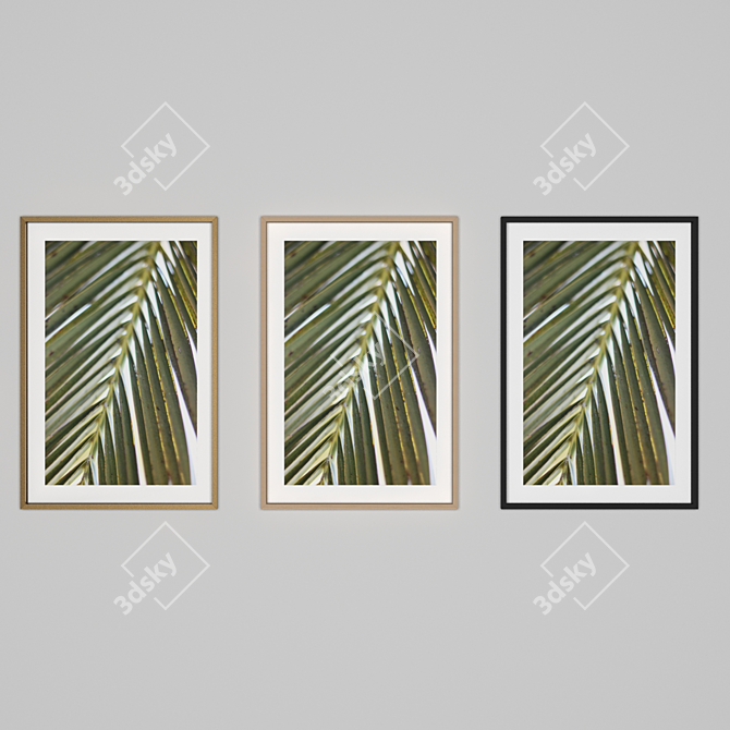 Versatile Black, Gold, and Wooden Frames 3D model image 1
