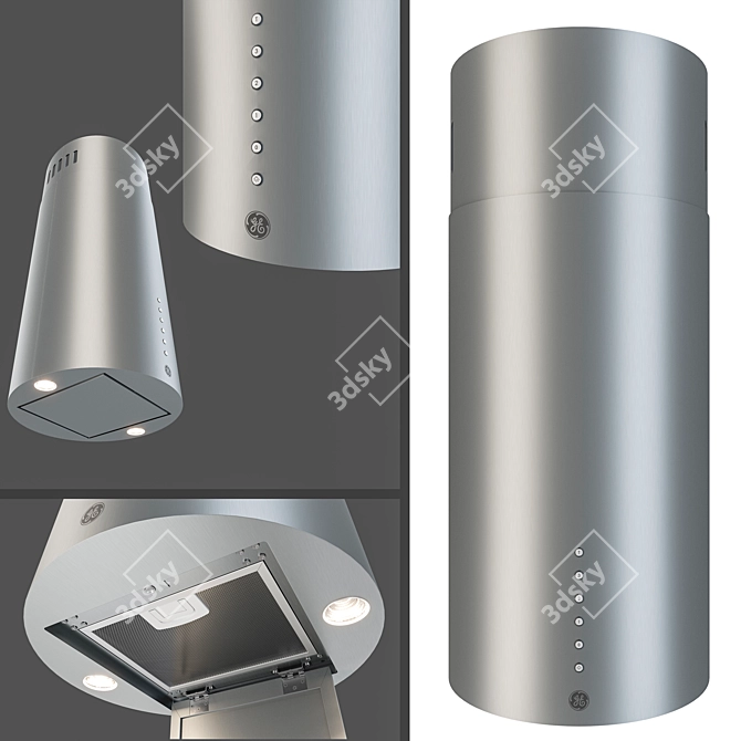 GE Stainless Steel Round Hood 3D model image 1