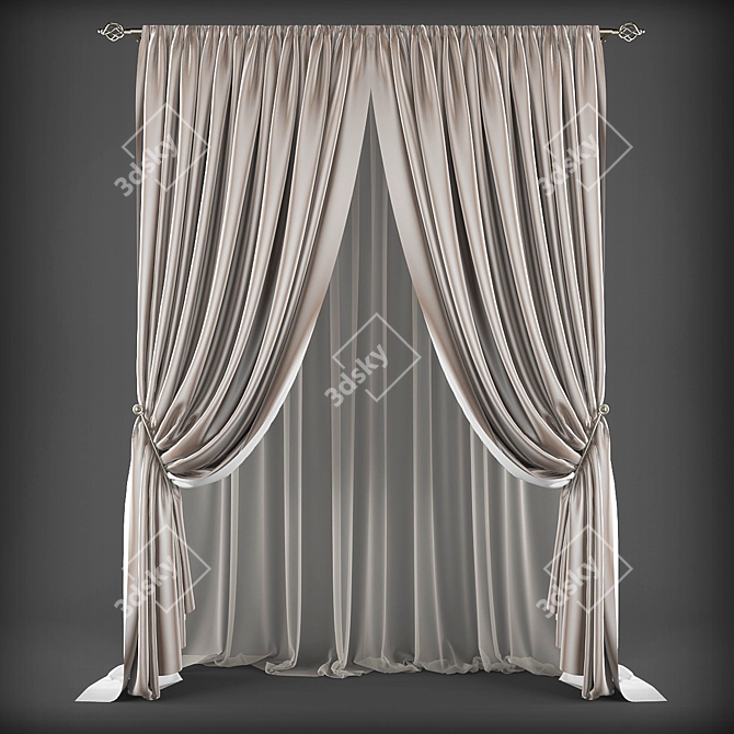 Elegant Sheer Drapes 3D model image 1