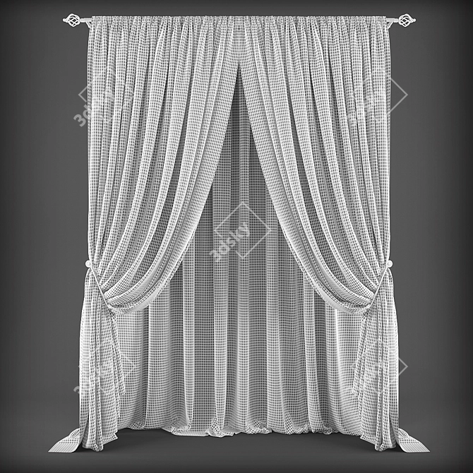 Elegant Sheer Drapes 3D model image 2