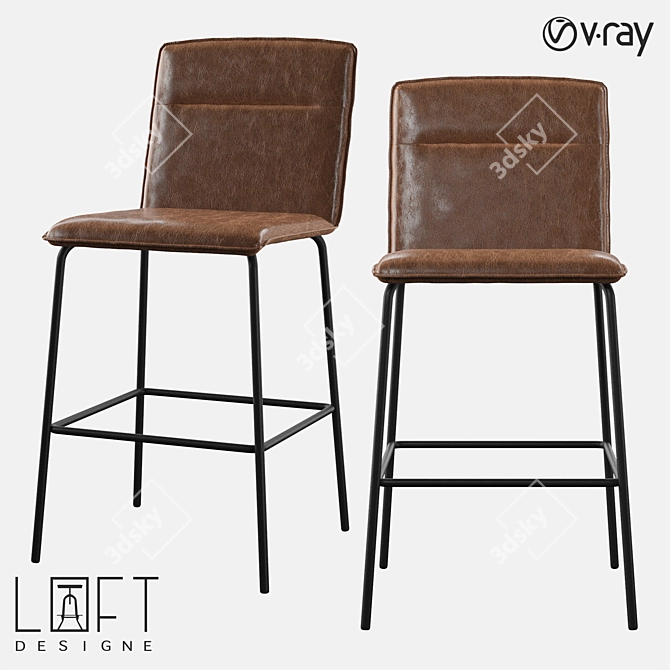 LoftDesigne 2790: Sleek Metal Bar Stool with Eco-Leather Seating 3D model image 1