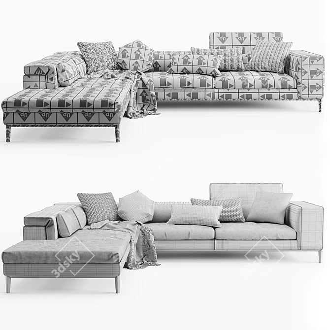 Luxury Italian Leather Sofa 3D model image 5