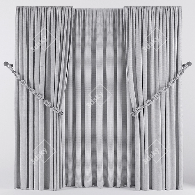 Rope-Decorated Curtain Panel 3D model image 3