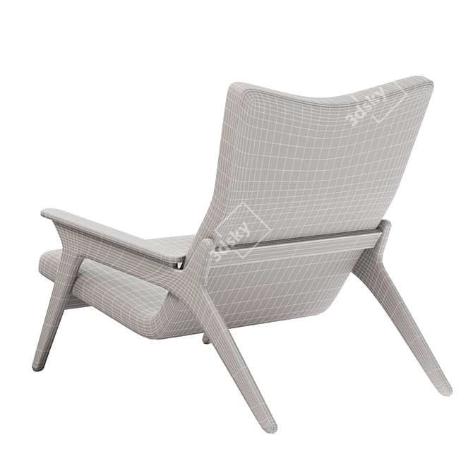 Sleek Black Leather Lounge Chair by Adrian Pearsall 3D model image 5