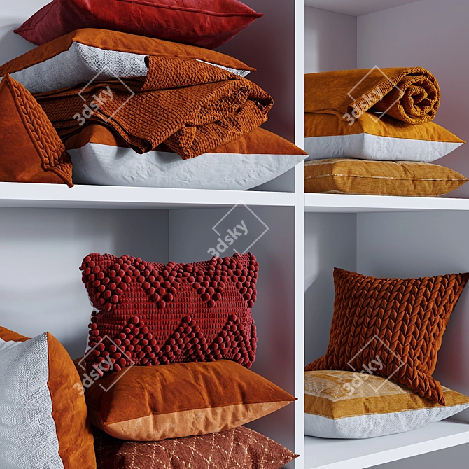 Vibrant Cozy Pillow Set 3D model image 3