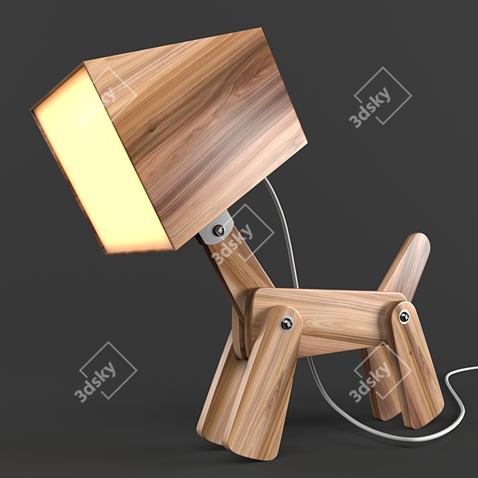 Adjustable Wooden Dogi Table Lamp 3D model image 1