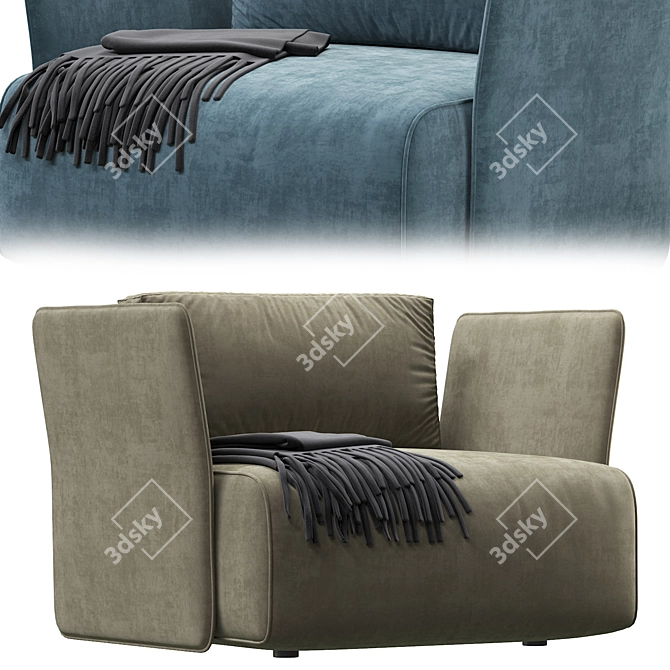 Ergonomic Solidity: Smuk Armchair 3D model image 1
