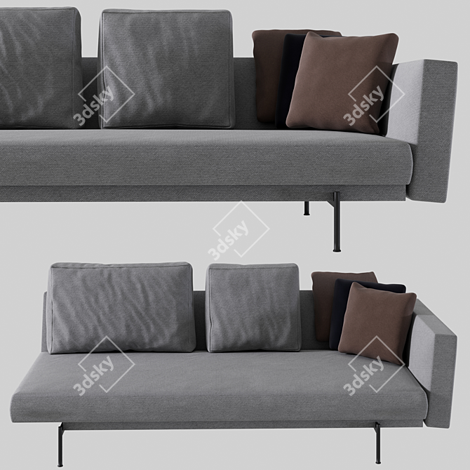 Sleek and Stylish SAKÉ Sofa 3D model image 4