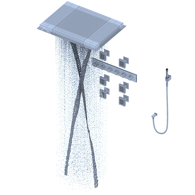 MAOFALZZNA LED Shower Set: 5 Modes, Waterfall Head 3D model image 2