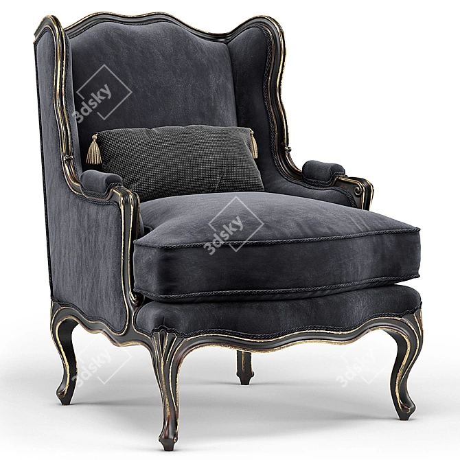 Elegant Louis XV Wing Armchair 3D model image 1