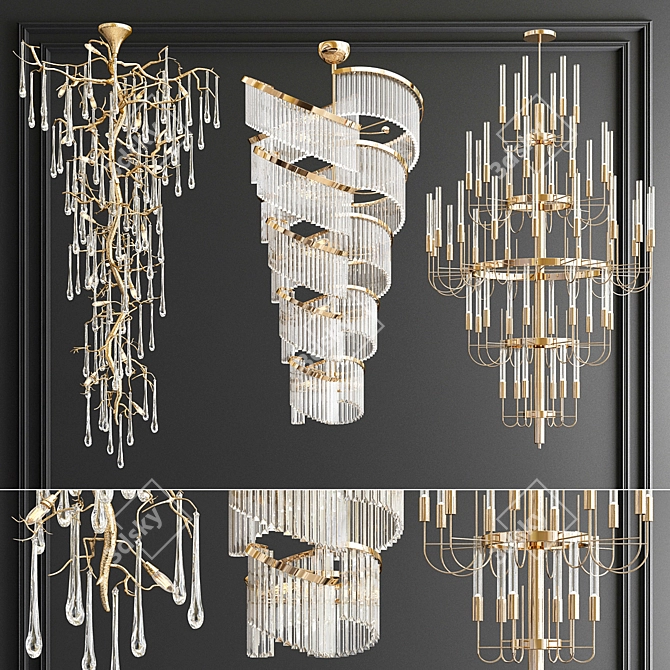 Grandeur Illumination Collection - 3 Marvelous Chandeliers 3D model image 2