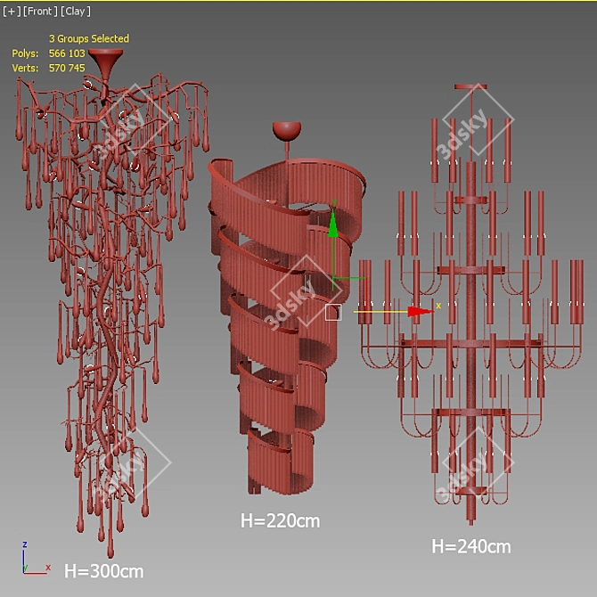 Grandeur Illumination Collection - 3 Marvelous Chandeliers 3D model image 5