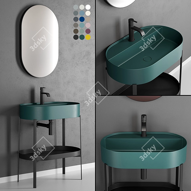 Oval Washbasin Console by Nic Design 3D model image 1
