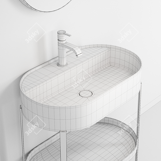Oval Washbasin Console by Nic Design 3D model image 5