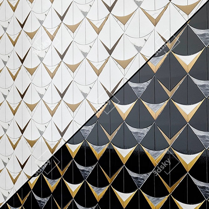 Regis Waterjet Mosaic: Bianco & Nero 3D model image 3
