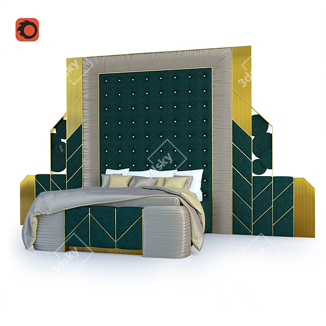 Geometric Design Flambeau Bed 3D model image 1