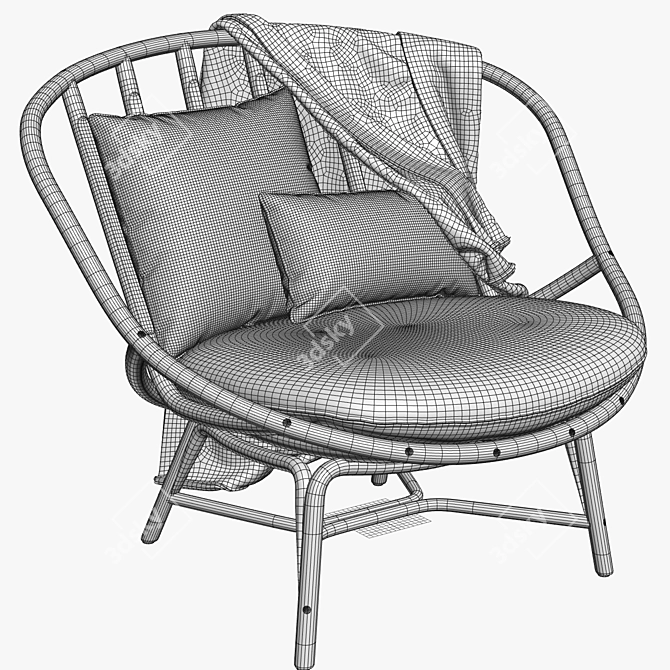 Curved Comfort: Expormim Armadillo Armchair 3D model image 3