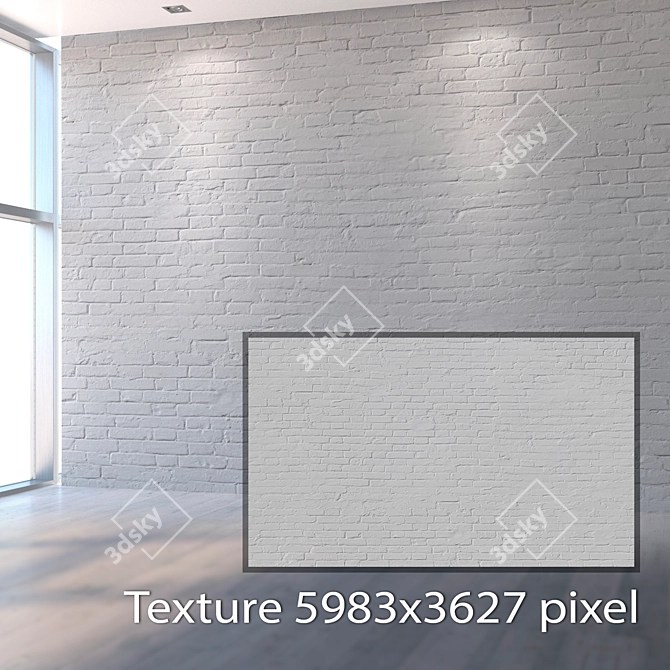 Seamless White Brick Texture for High Resolution Designs 3D model image 2