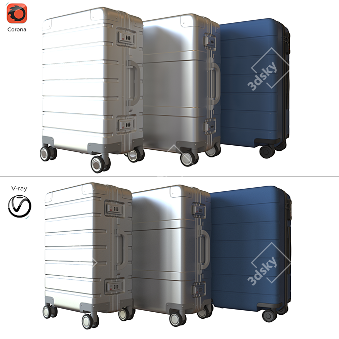 Xiaomi 20" Luggage Set: Classic, Metal, 90FUN 3D model image 3