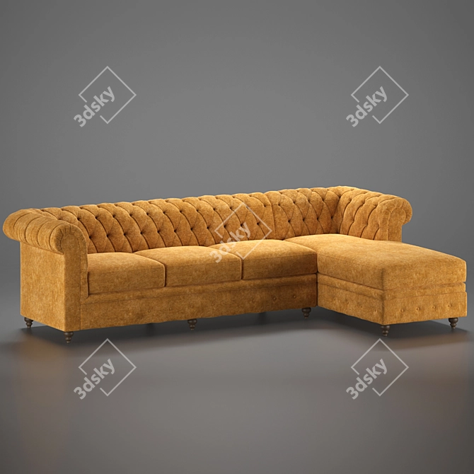 Modern L-Shaped Sofa 3D model image 2