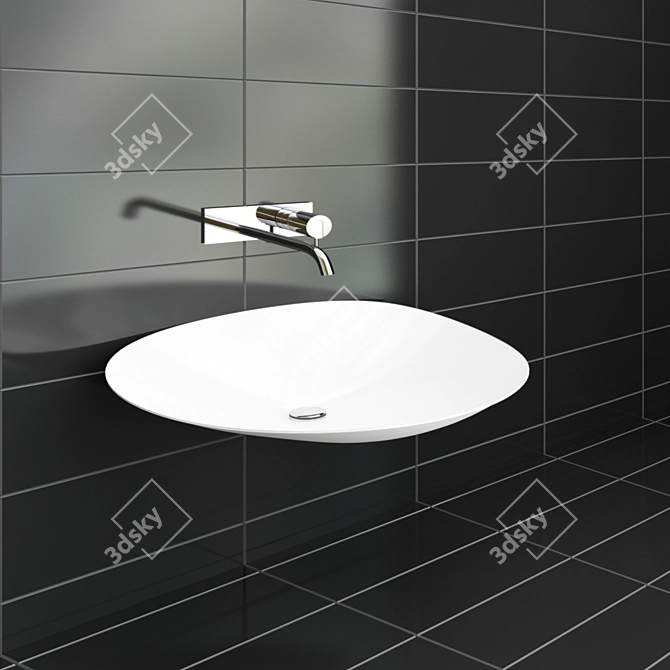 Luxurious Venere Sink and Mixer 3D model image 2