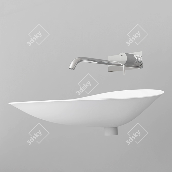 Luxurious Venere Sink and Mixer 3D model image 5