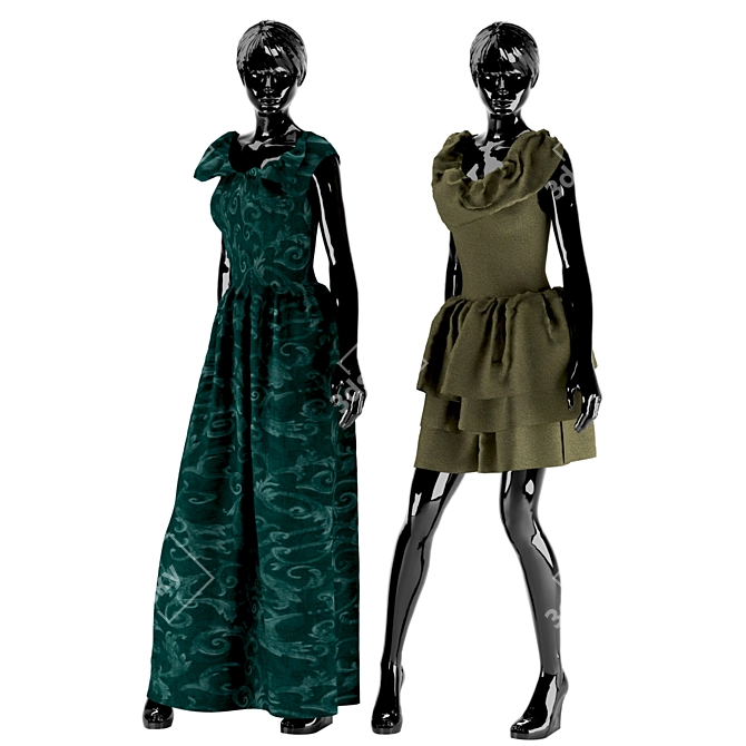 Elegant Fashion Showcase Dresses 3D model image 1