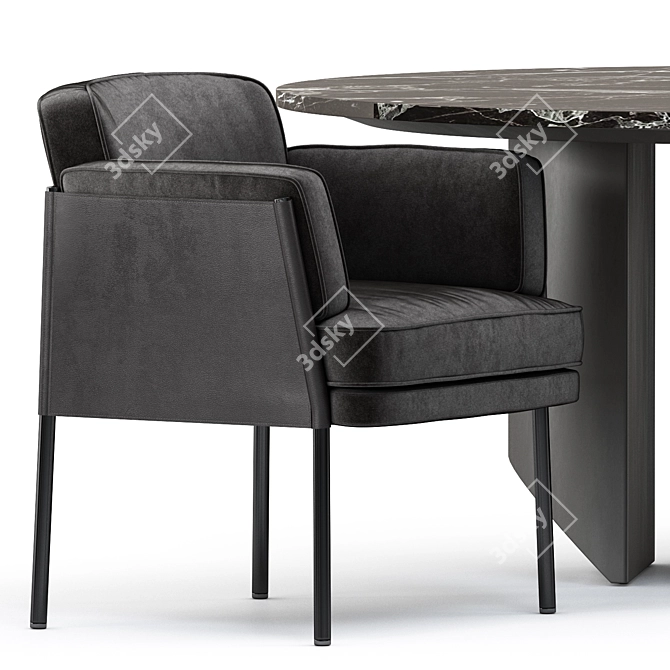 Sleek Shelley Chair & Wedge Table 3D model image 3