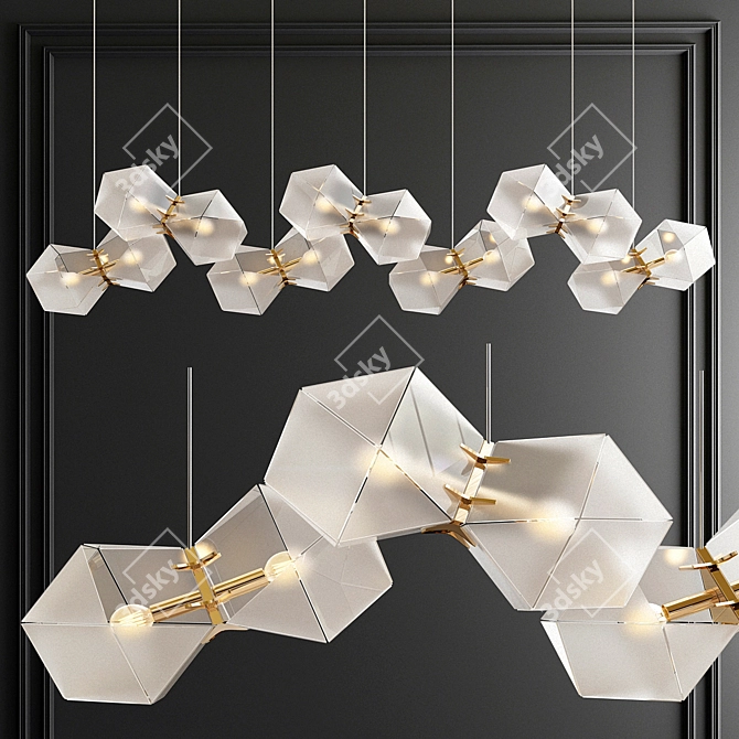 Modern Elegance: Welles Glass Chandelier 3D model image 1