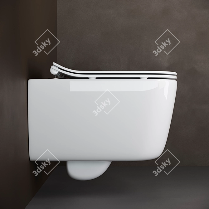 Sleek Wall-Mounted Toilet 3D model image 3