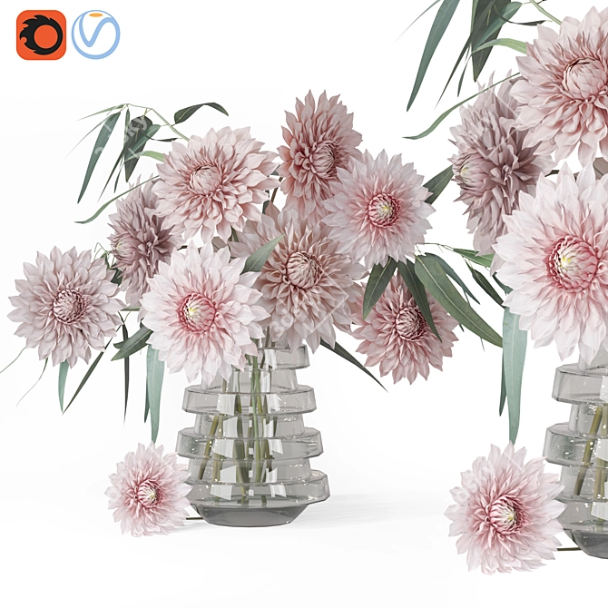 Elegant Rosy Pink Flower Vase 3D model image 1