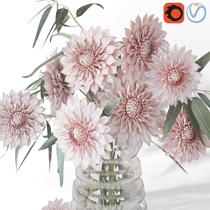 Elegant Rosy Pink Flower Vase 3D model image 3