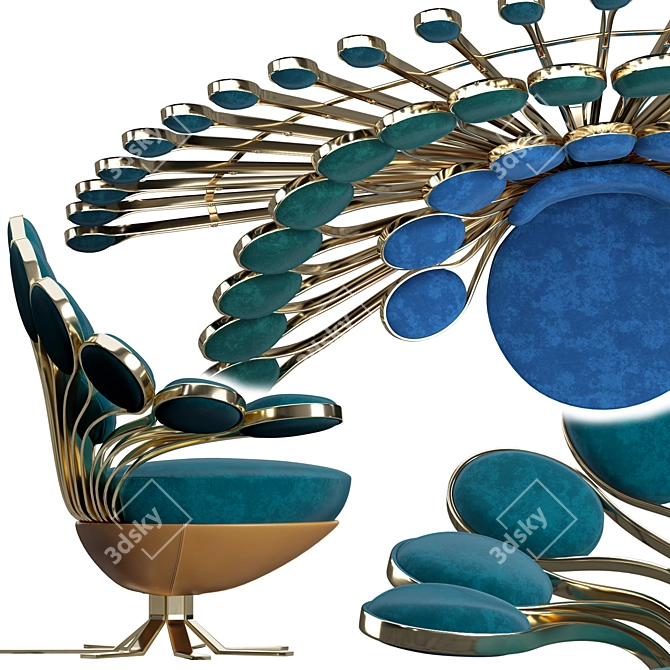 Regal Visionnaire Pavone Throne: Exquisite Elegance for Royal Spaces 3D model image 4