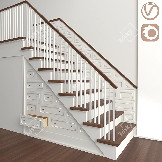 Elegant Spiral Staircase 3D model image 1