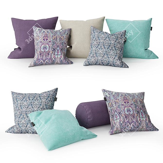 Elegant Home Décor Accent: Silk Pillow Set 3D model image 1