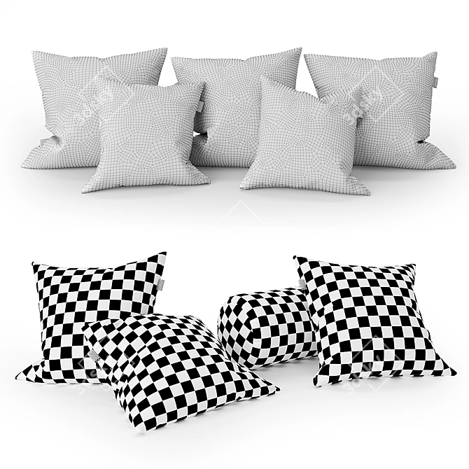 Elegant Home Décor Accent: Silk Pillow Set 3D model image 3