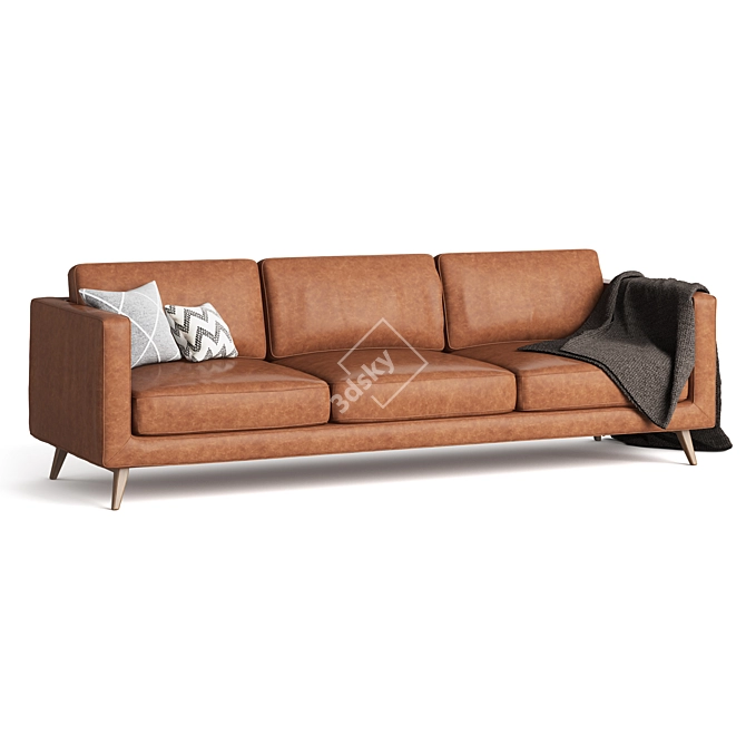 Mid Century Leather Sofa 3D model image 1