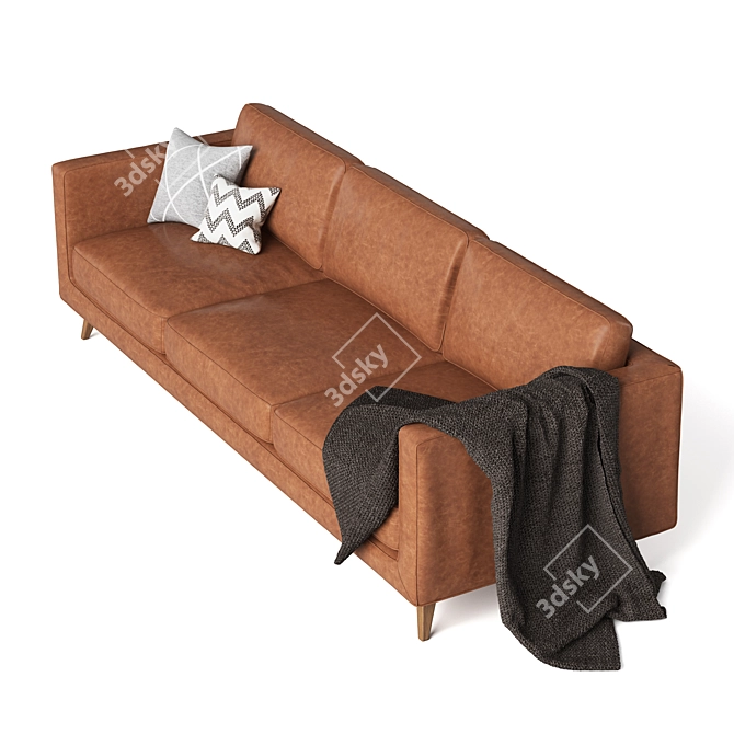 Mid Century Leather Sofa 3D model image 2