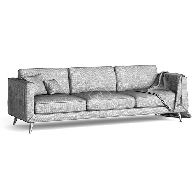 Mid Century Leather Sofa 3D model image 4