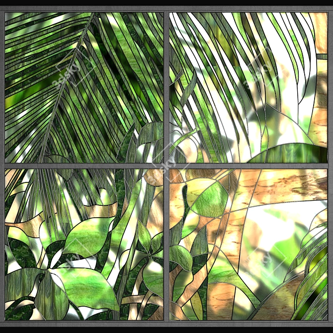 Tropical Paradise Stained-Glass Window 3D model image 2