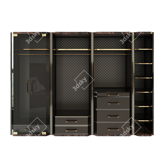 Contemporary Brass and Wood Closet 3D model image 1