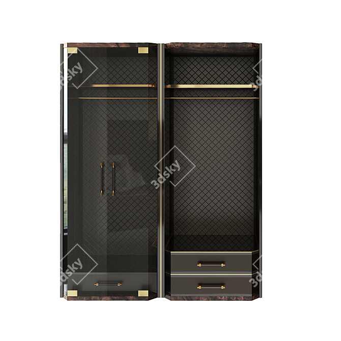 Contemporary Brass and Wood Closet 3D model image 3