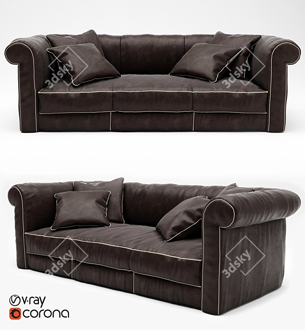 Luxury Baxter Alfred Soft Sofa 3D model image 1