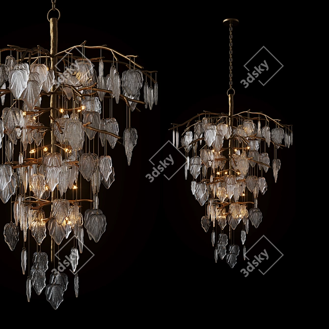 Sugar Leaf Glass Chandelier 3D model image 1